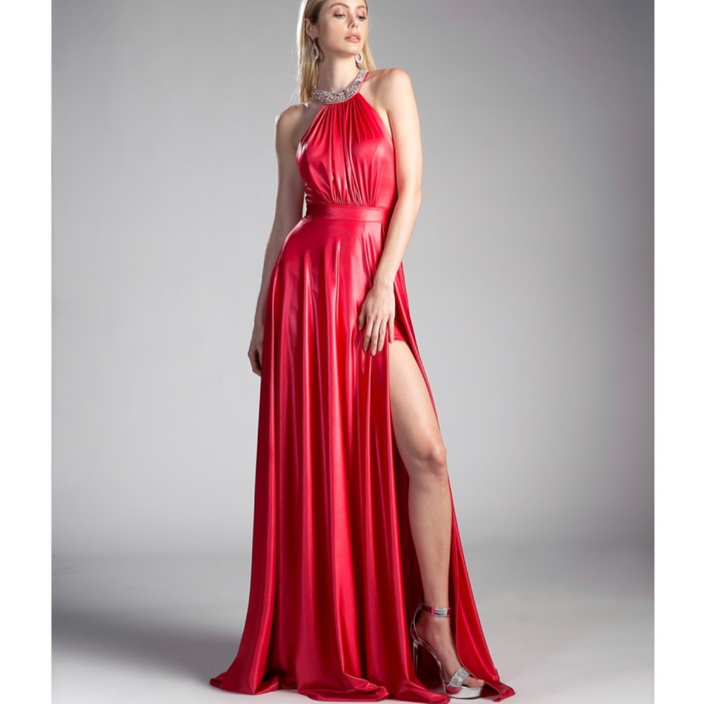 Halter Red Prom Dress